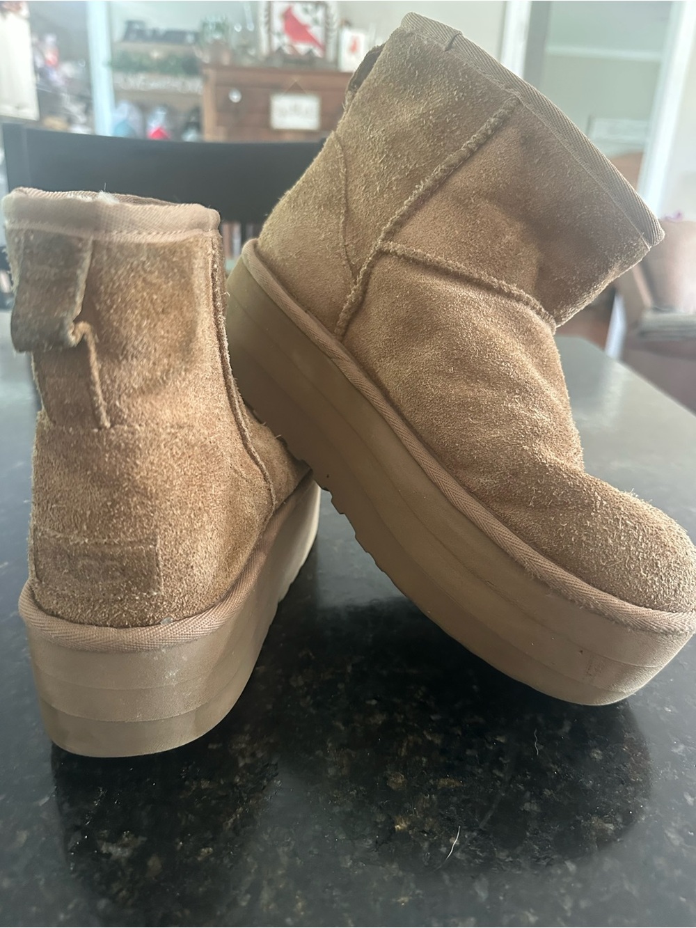 UGG Platform Suede Ankle Boots in Brown